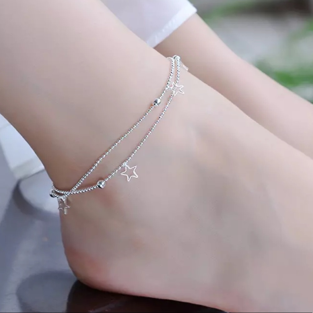 π Sterling Silver 925 Star βοΈ Dainty Anklet Chain